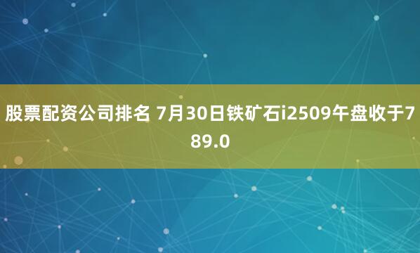 股票配资公司排名 7月30日铁矿石i2509午盘收于789.0